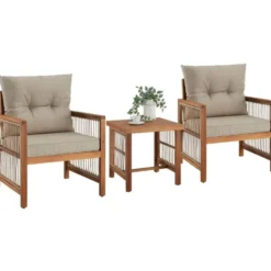 tectake Loungeset Eivissa in rope-design met XXL-bekleding, Natuur