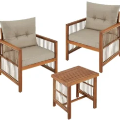 tectake Loungeset Eivissa in rope-design met XXL-bekleding, Natuur
