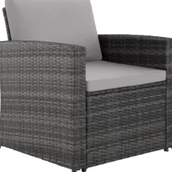 tectake - loungeset Lucca - 1 bank/2 stoelen/1 tafel - grijs