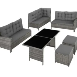 tectake - loungeset - wicker - grijs