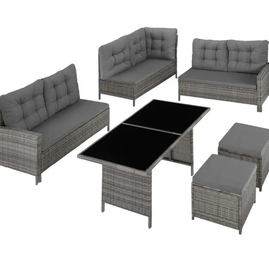 tectake - loungeset - wicker - grijs