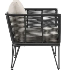 tectake Loungestoelen set van 4 - Sundo in touwdesign - Antraciet