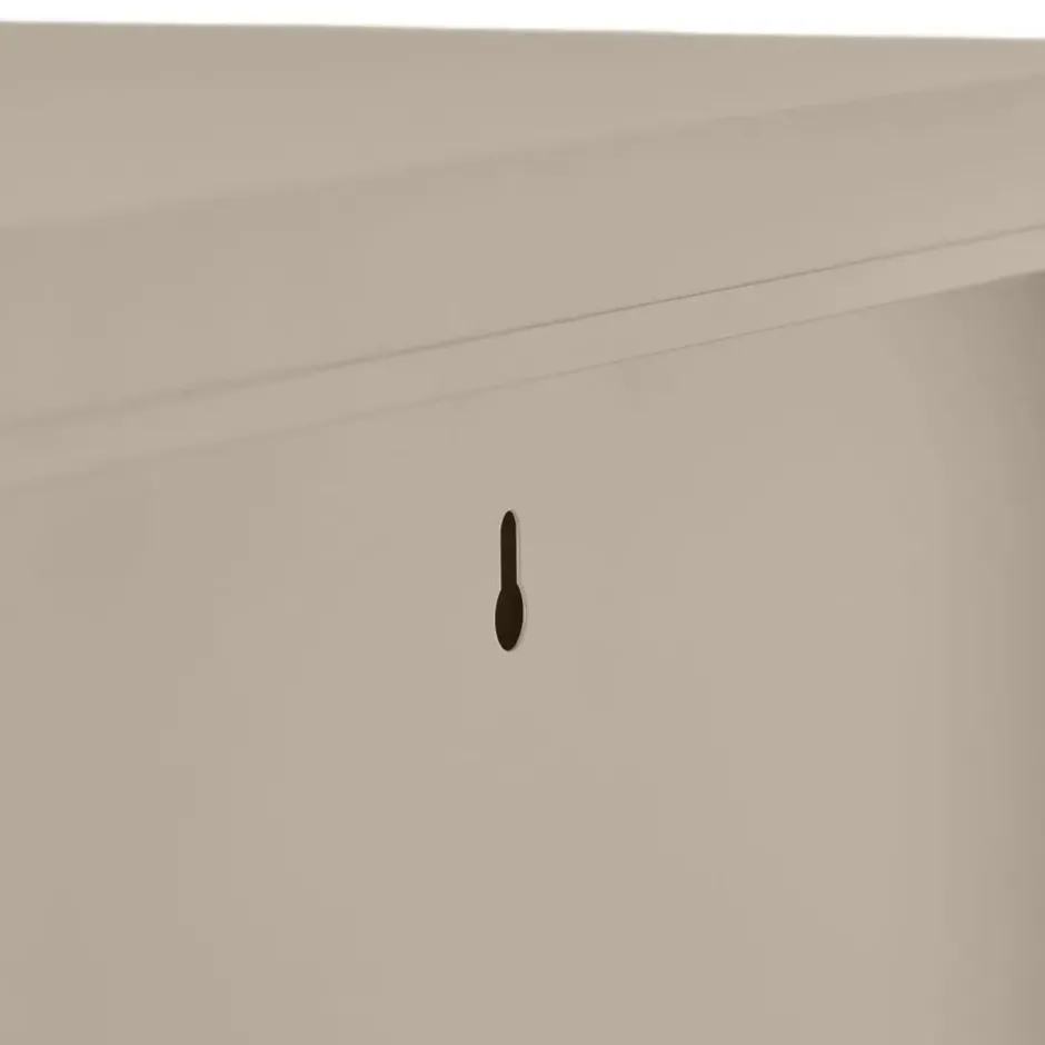 tectake Metalen Vitrinekast, Glazen Deuren, Taupe, 2 Planken, Op Poten
