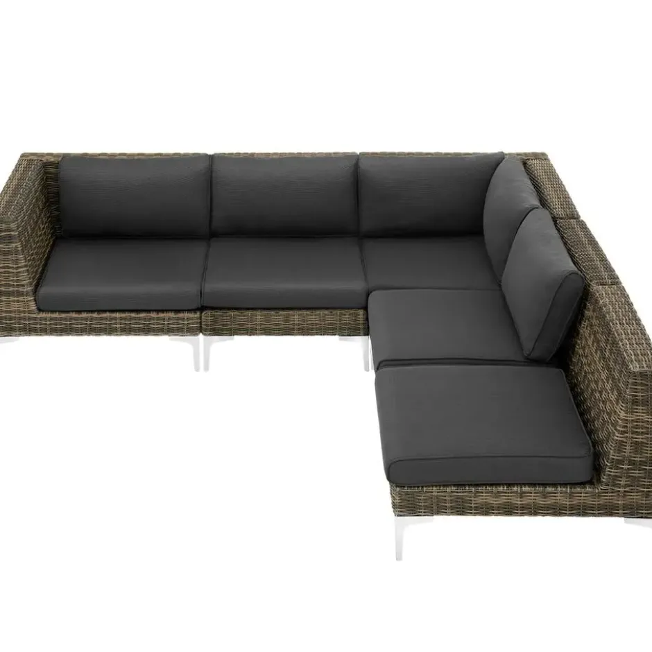 tectake Modulaire ratelset Villanova aluminium, linkerhoek, Gemêleerd Antraciet