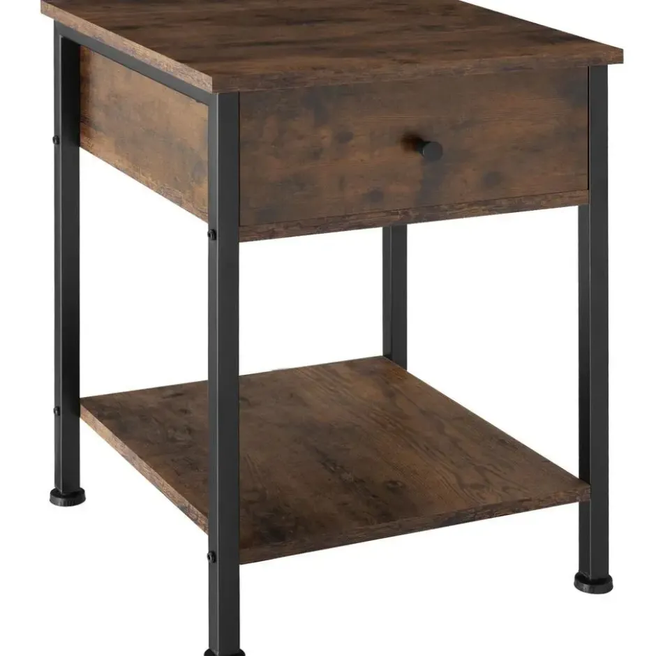 tectake Nachtkastje Bradford 40x40x55,5cm, Industrieel Hout Donker, Rustiek