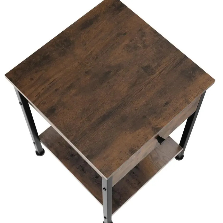 tectake Nachtkastje Bradford 40x40x55,5cm, Industrieel Hout Donker, Rustiek