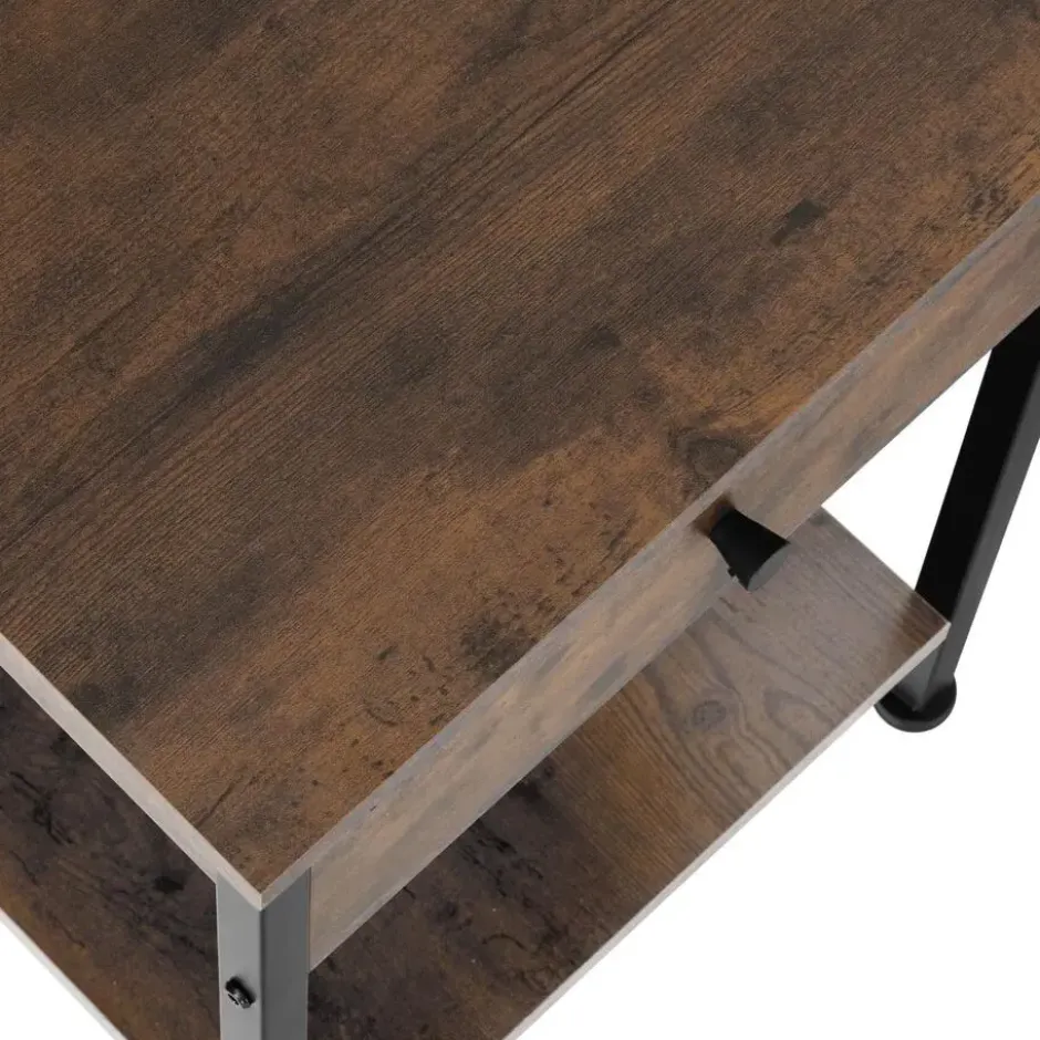 tectake Nachtkastje Bradford 40x40x55,5cm, Industrieel Hout Donker, Rustiek