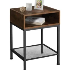 tectake Nachtkastje Harlow 40,5x40,5x52,5cm, Industrieel Hout Donker, Rustiek