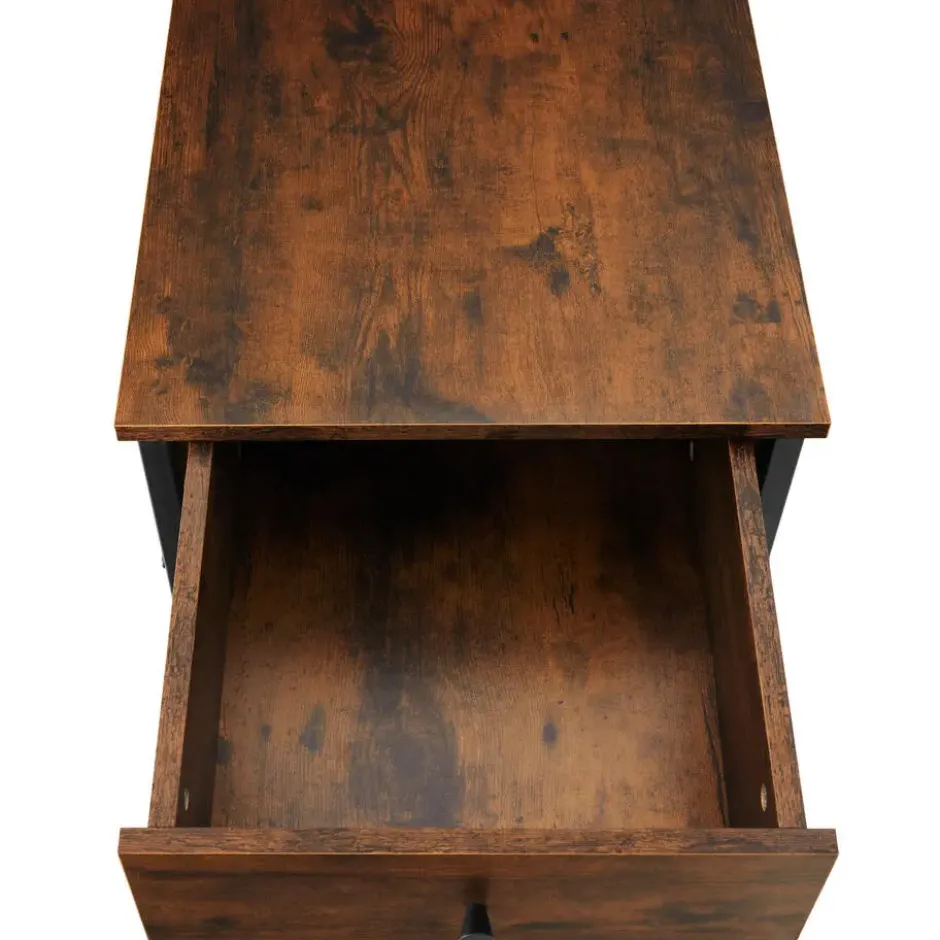 tectake Nachtkastje Killarney 45x46x55,5cm, Industrieel Hout Donker, Rustiek