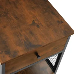 tectake Nachtkastje Killarney 45x46x55,5cm, Industrieel Hout Donker, Rustiek
