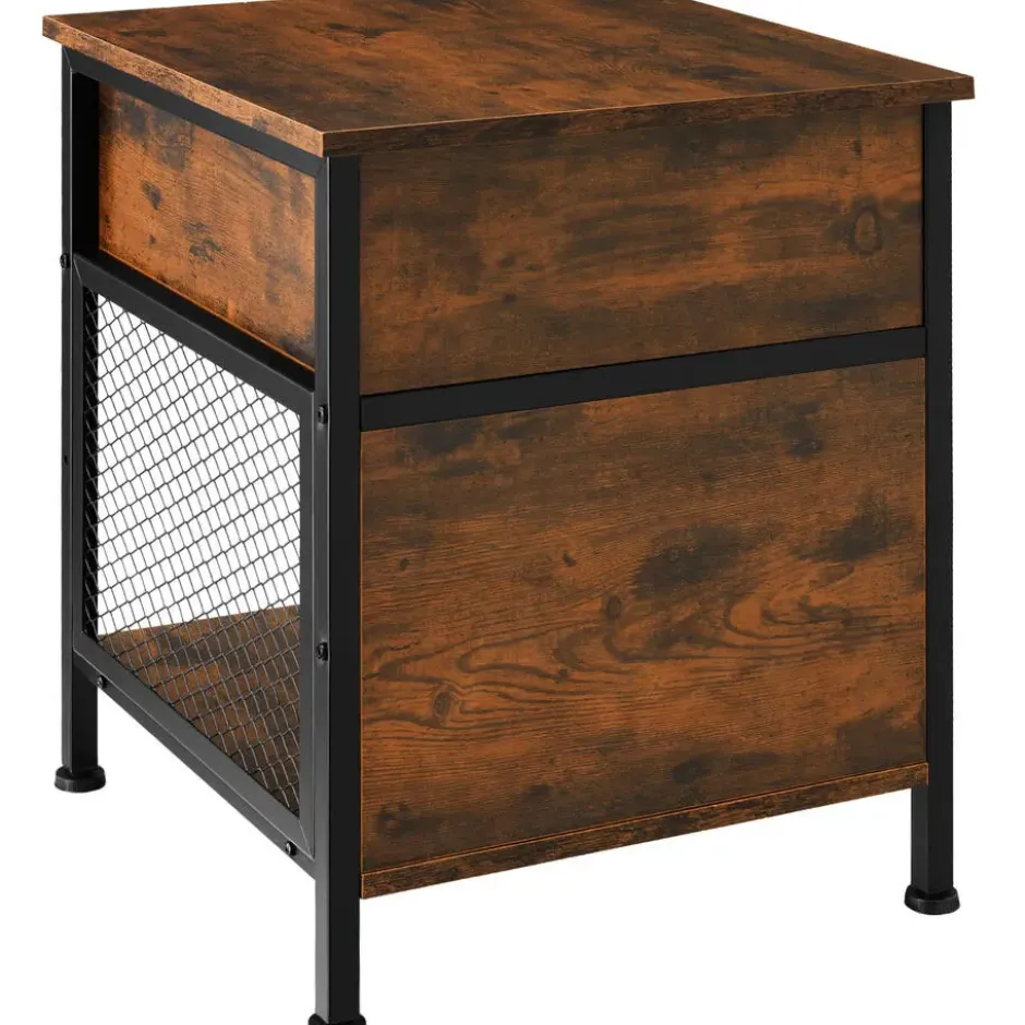 tectake Nachtkastje Killarney 45x46x55,5cm, Industrieel Hout Donker, Rustiek