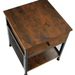 tectake Nachtkastje Killarney 45x46x55,5cm, Industrieel Hout Donker, Rustiek