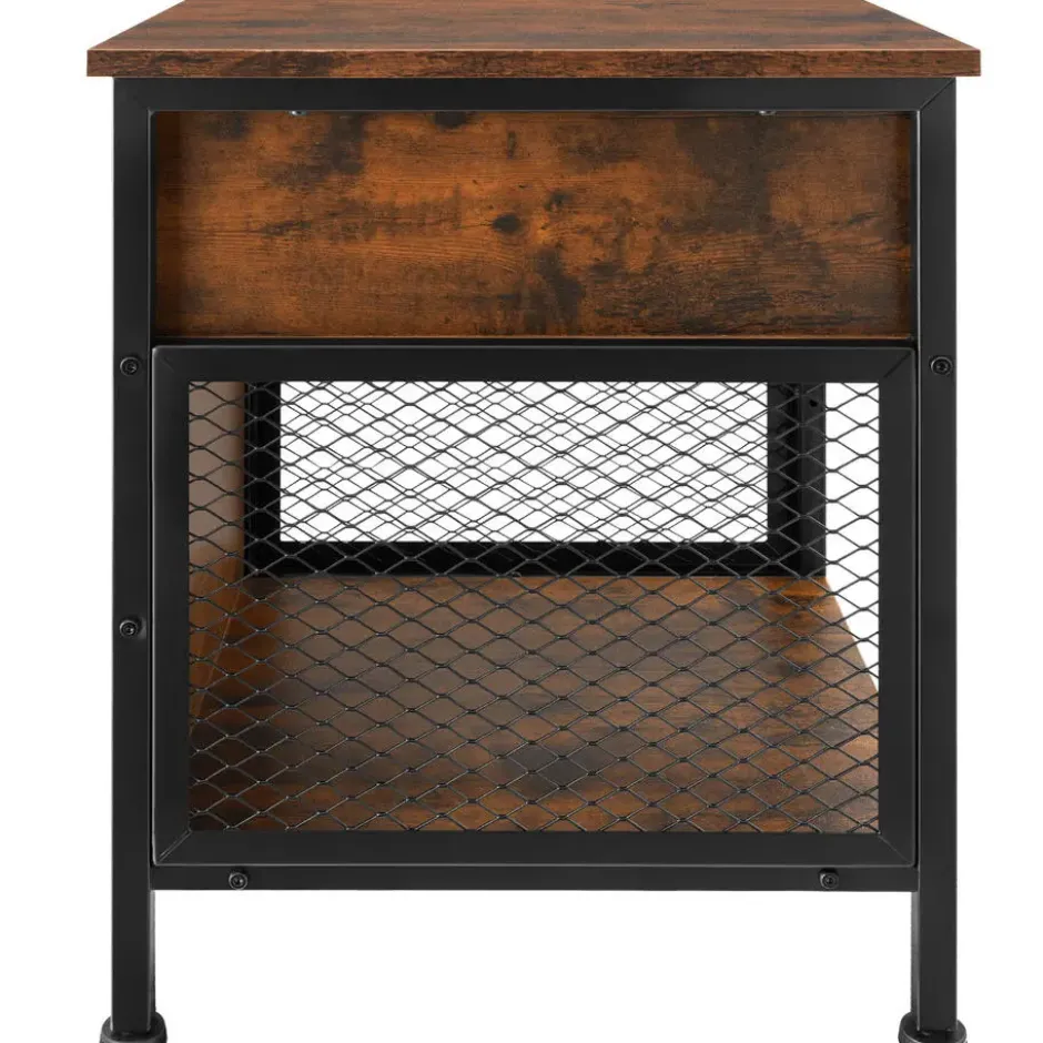 tectake Nachtkastje Killarney 45x46x55,5cm, Industrieel Hout Donker, Rustiek
