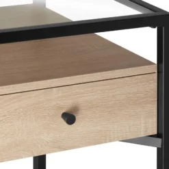 tectake Nachtkastje Preston 43x45x54,5cm, Industrieel Licht Hout, Eiken Sonoma