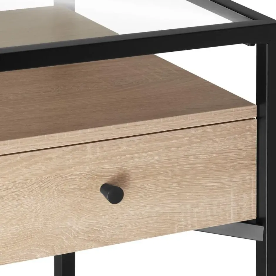 tectake Nachtkastje Preston 43x45x54,5cm, Industrieel Licht Hout, Eiken Sonoma