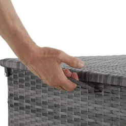 tectake Opbergbox Groß Volumen - Grau - UV-beständig Polyrattan - Alu Rahmen