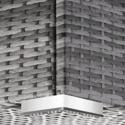 tectake Opbergbox Groß Volumen - Grau - UV-beständig Polyrattan - Alu Rahmen