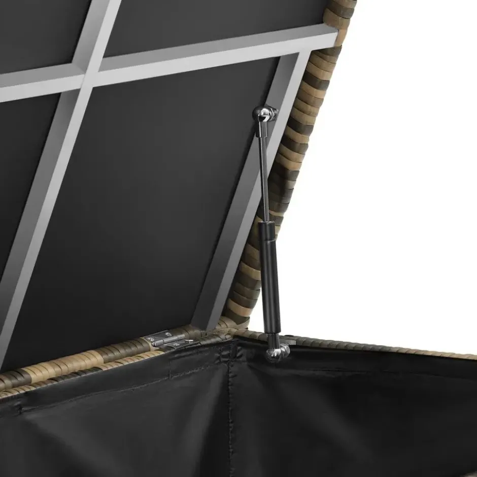 tectake Opbergbox Kuusamo, rotan, met aluminium frame en wieltjes, Natuur