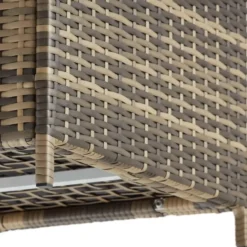 tectake Opbergbox Kuusamo, rotan, met aluminium frame en wieltjes, Natuur