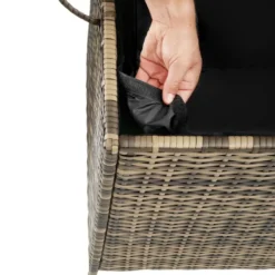 tectake Opbergbox Kuusamo, rotan, met aluminium frame en wieltjes, Natuur