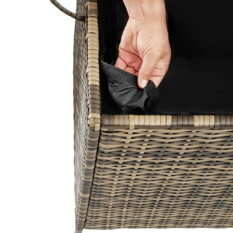 tectake Opbergbox Kuusamo, rotan, met aluminium frame en wieltjes, Natuur
