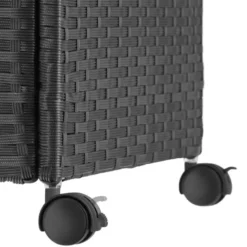 tectake Opbergbox Kuusamo, rotan, met aluminium frame en wieltjes, Zwart