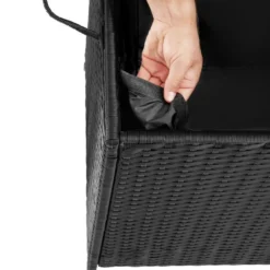 tectake Opbergbox Kuusamo, rotan, met aluminium frame en wieltjes, Zwart