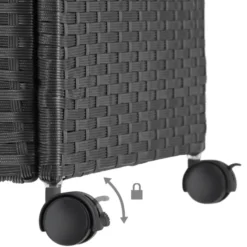 tectake Opbergbox Kuusamo, rotan, met aluminium frame en wieltjes, Zwart/Zwart