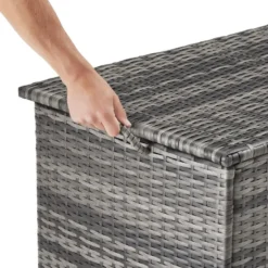 tectake Opbergbox, 253 l, Aluminium, 2 zwenkwielen met rem, Grijs