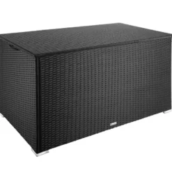 tectake Opbergbox - Zwart - 145x83x80cm - Verstevigd Deksel - Gasdrukveer