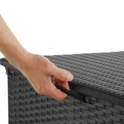 tectake Opbergbox - Zwart - 145x83x80cm - Verstevigd Deksel - Gasdrukveer