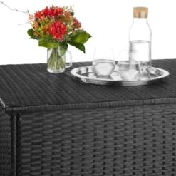 tectake Opbergbox - Zwart - 145x83x80cm - Verstevigd Deksel - Gasdrukveer