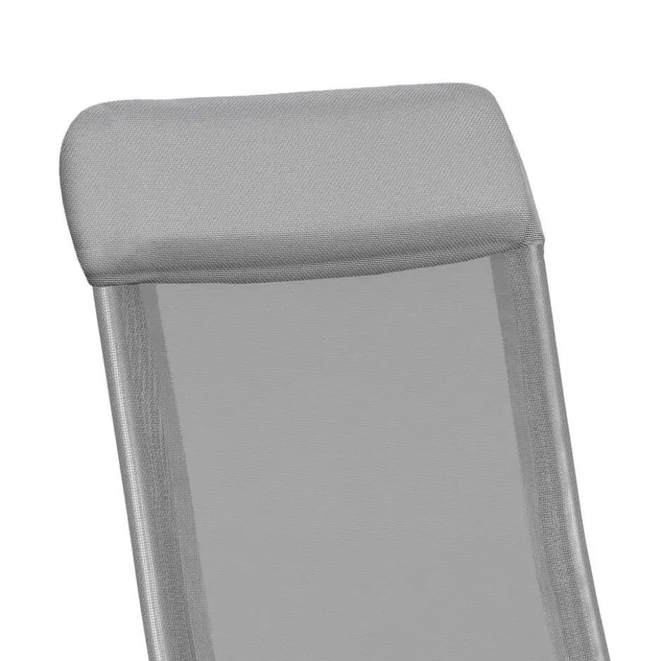 tectake 2 opvouwbare aluminium tuinstoelen met rug- en voetsteun, Grijs