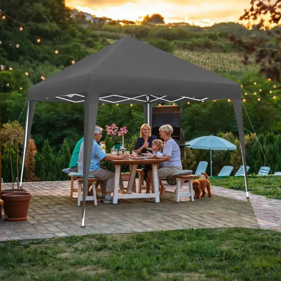 tectake - Partytent Linosa opvouwbaar 3x3m, Grijs