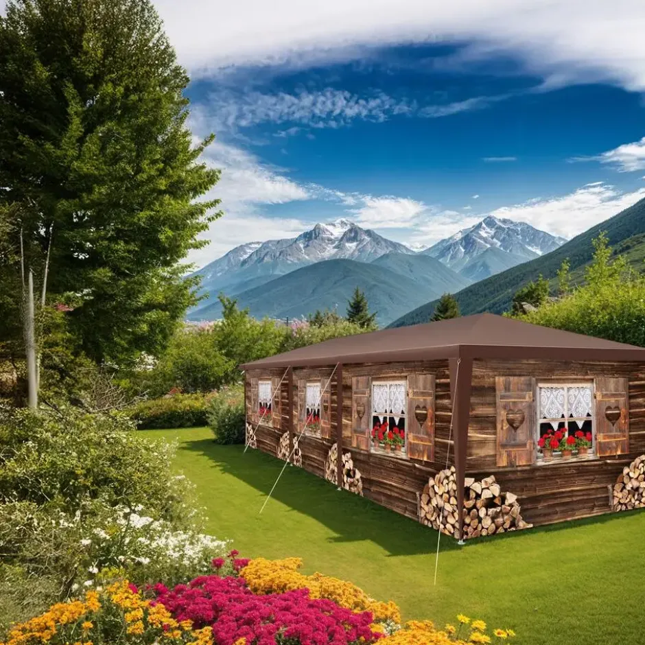 tectake Paviljoen Almchalet met verwijderbare zijdelen, Bruin