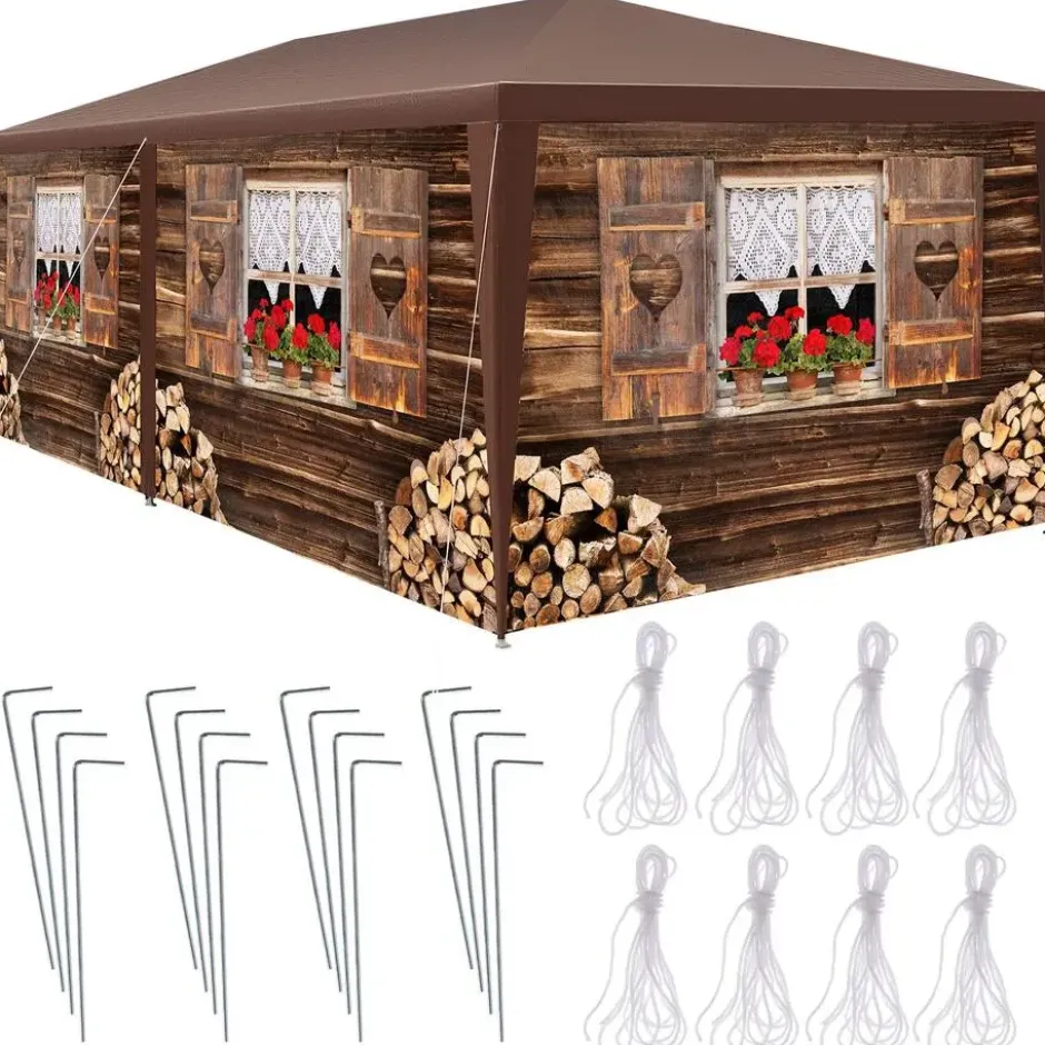 tectake Paviljoen Almchalet met verwijderbare zijdelen, Bruin