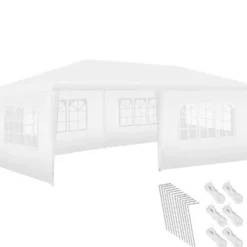 tectake Paviljoen Novara met 5 zijpanelen, waterdicht, 6x3m, Wit