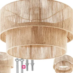 Tectake Plafondlamp Boho - Jute Hanglamp 40W voor Woonkamer/Slaapkamer