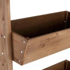 tectake Plantenbak Flora, gelakt hout, met plantenfolie, Bruin