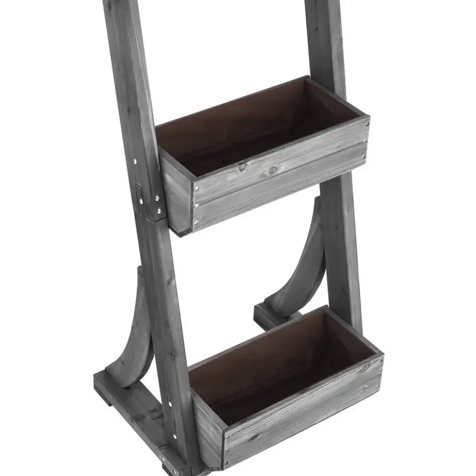 tectake Plantenbak Flora, gelakt hout, met plantenfolie, Grijs