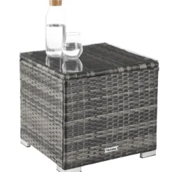 tectake Rieten Ligstoel - Polyrotan - Comfort Verstelbare Rugleuning - Grijs