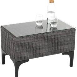 tectake Rotanlounge met aluminium frame Bellaria, Grijs