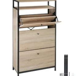 tectake Schoenenkast, Industrieel Licht Hout, Eiken Sonoma