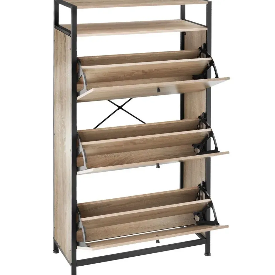 tectake Schoenenkast, Industrieel Licht Hout, Eiken Sonoma