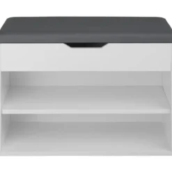 tectake Schoenenkast Jasmina met zitkussen 60x30x43,5cm, Wit