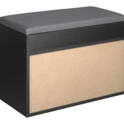 tectake Schoenenkast Jasmina met zitkussen 60x30x43,5cm, Zwart