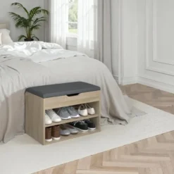 tectake Schoenenkast Jasmina met zitkussen 60x30x43,5cm