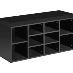tectake Schoenenkast met zitkussen 103,5x48x30cm, Zwart