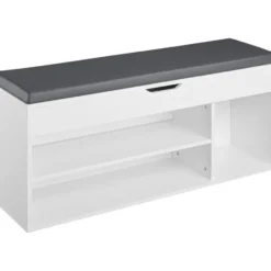 tectake Schoenenkast Natalya met zitkussen 104x30x49cm, Wit