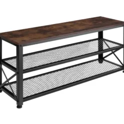 tectake Schoenenrek Blackpool 101x30,5x45,5cm, Industrieel Hout Donker, Rustiek
